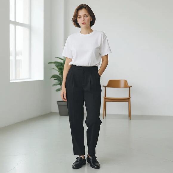 Babaton Aritzia Cohen Pant Black Sz 10 Pleated Cropped Work Minimalist Capsule - Picture 1 of 10